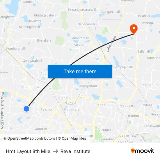Hmt Layout 8th Mile to Reva Institute map