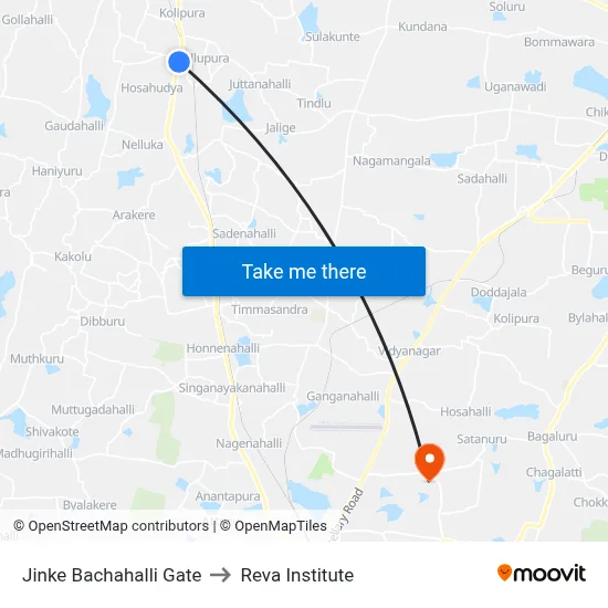 Jinke Bachahalli Gate to Reva Institute map