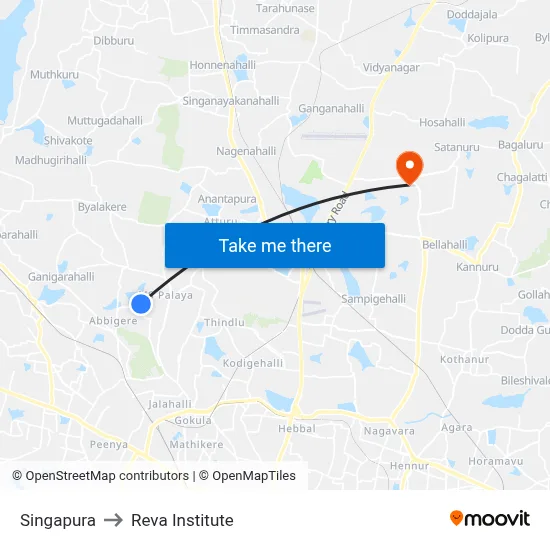 Singapura to Reva Institute map