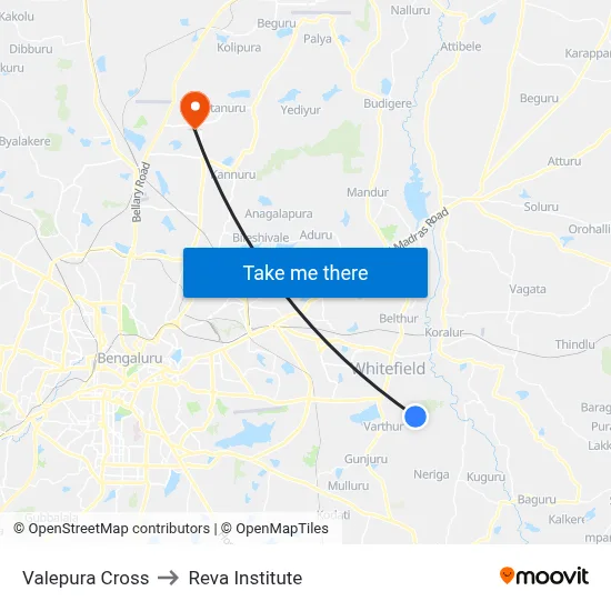 Valepura Cross to Reva Institute map