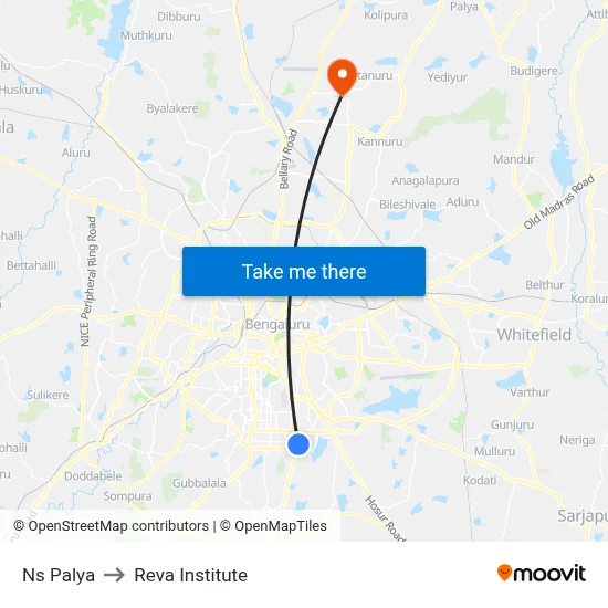 Ns Palya to Reva Institute map