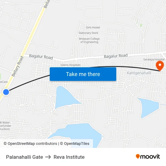 Palanahalli Gate to Reva Institute map