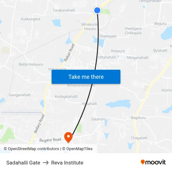 Sadahalli Gate to Reva Institute map