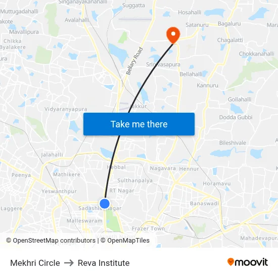 Mekhri Circle to Reva Institute map