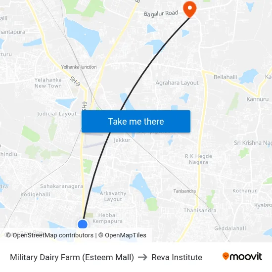 Military Dairy Farm (Esteem Mall) to Reva Institute map