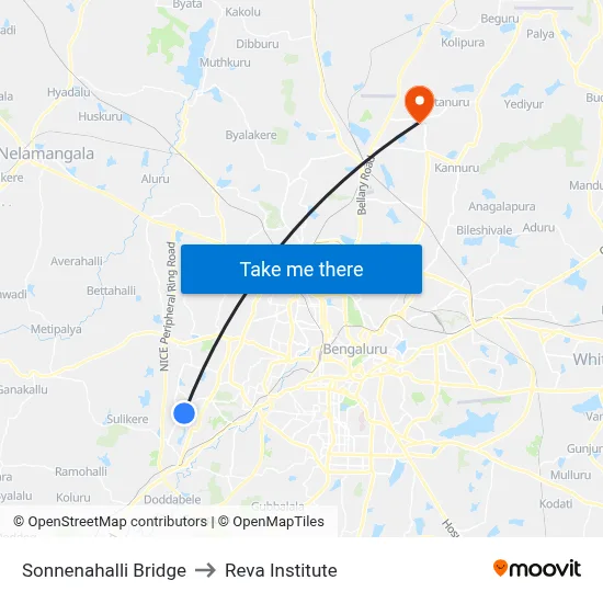 Sonnenahalli Bridge to Reva Institute map
