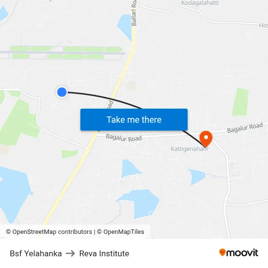 Bsf Yelahanka to Reva Institute map