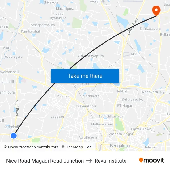 Nice Road Magadi Road Junction to Reva Institute map