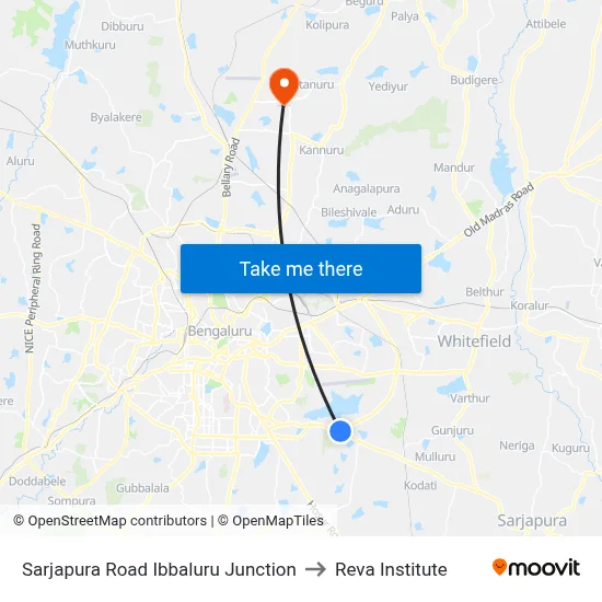 Sarjapura Road Ibbaluru Junction to Reva Institute map