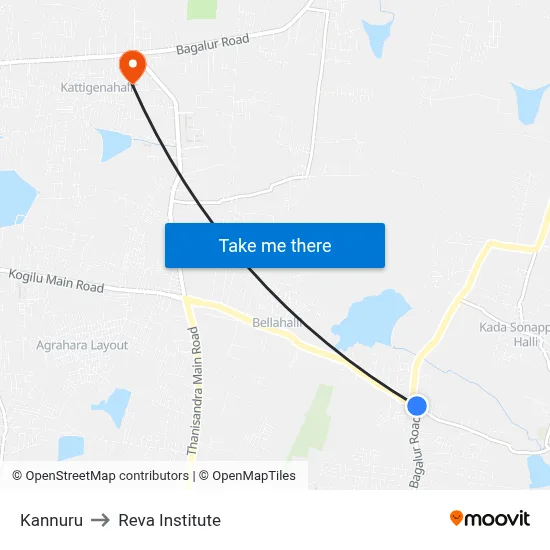 Kannuru to Reva Institute map