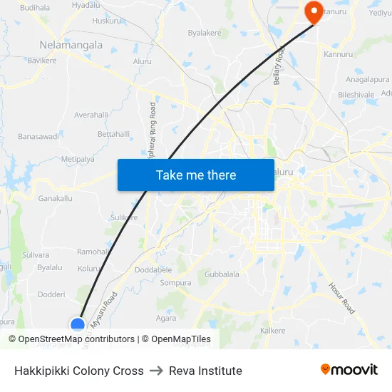 Hakkipikki Colony Cross to Reva Institute map