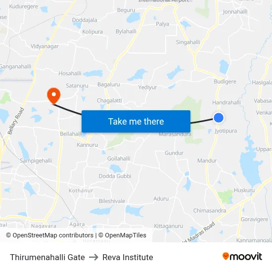 Thirumenahalli Gate to Reva Institute map