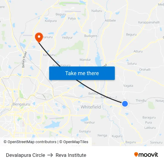 Devalapura Circle to Reva Institute map