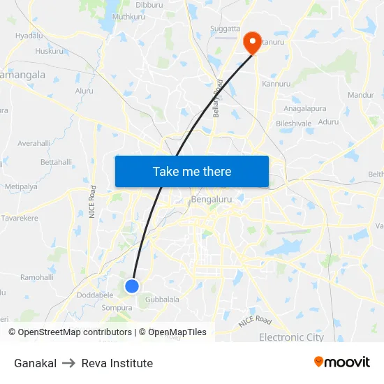 Ganakal to Reva Institute map