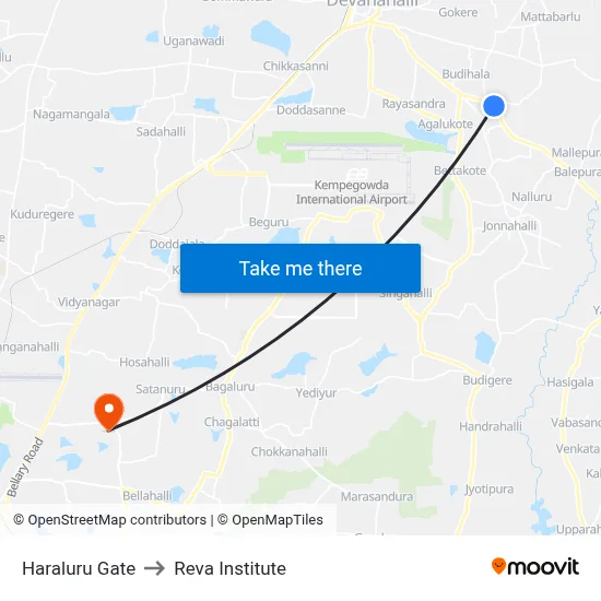 Haraluru Gate to Reva Institute map