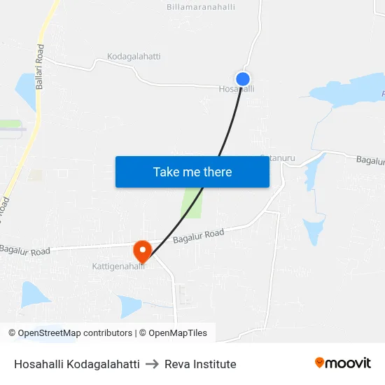 Hosahalli Kodagalahatti to Reva Institute map