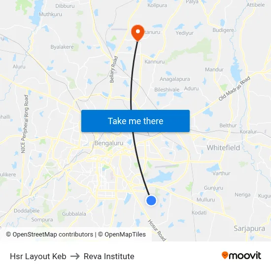 Hsr Layout Keb to Reva Institute map