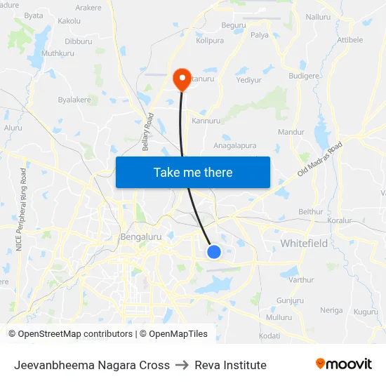 Jeevanbheema Nagara Cross to Reva Institute map