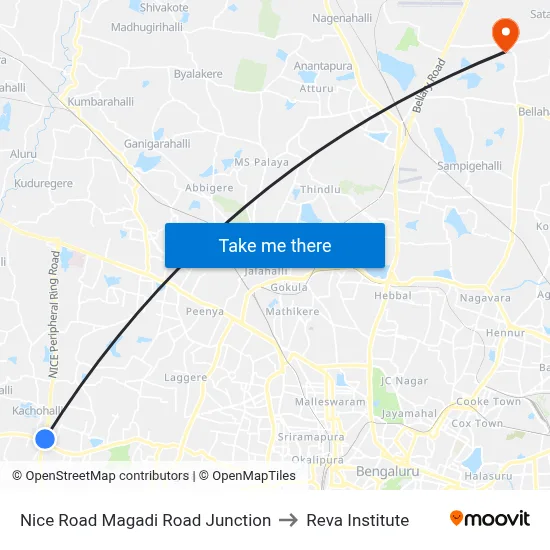 Nice Road Magadi Road Junction to Reva Institute map