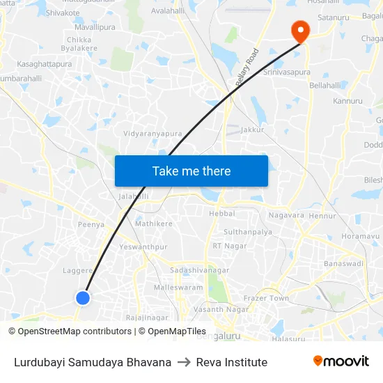 Lurdubayi Samudaya Bhavana to Reva Institute map