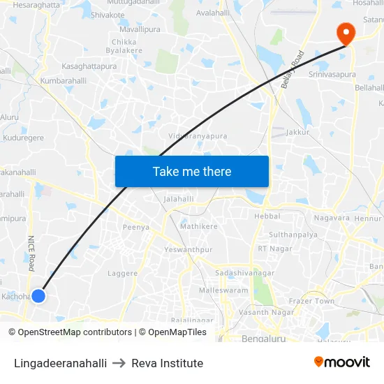 Lingadeeranahalli to Reva Institute map
