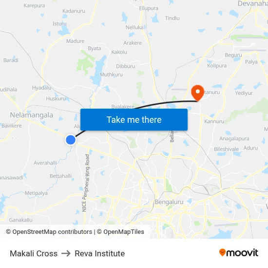 Makali Cross to Reva Institute map