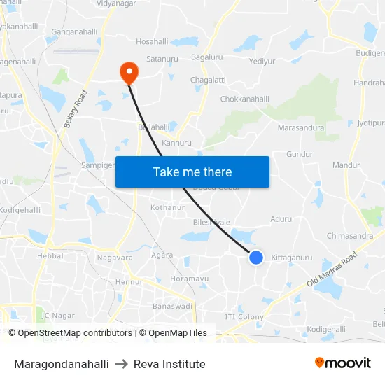 Maragondanahalli to Reva Institute map