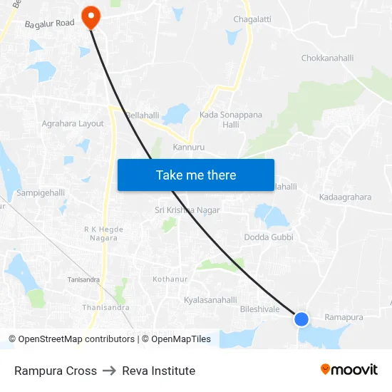 Rampura Cross to Reva Institute map