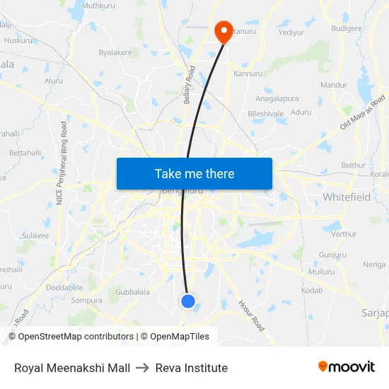 Royal Meenakshi Mall to Reva Institute map