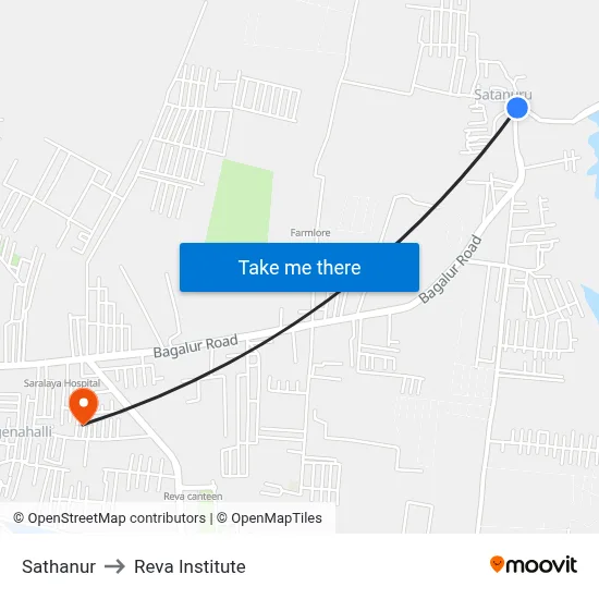 Sathanur to Reva Institute map