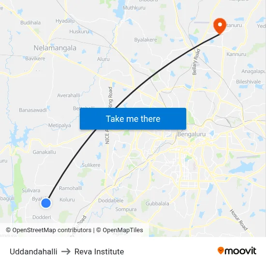 Uddandahalli to Reva Institute map