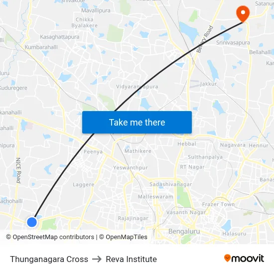 Thunganagara Cross to Reva Institute map