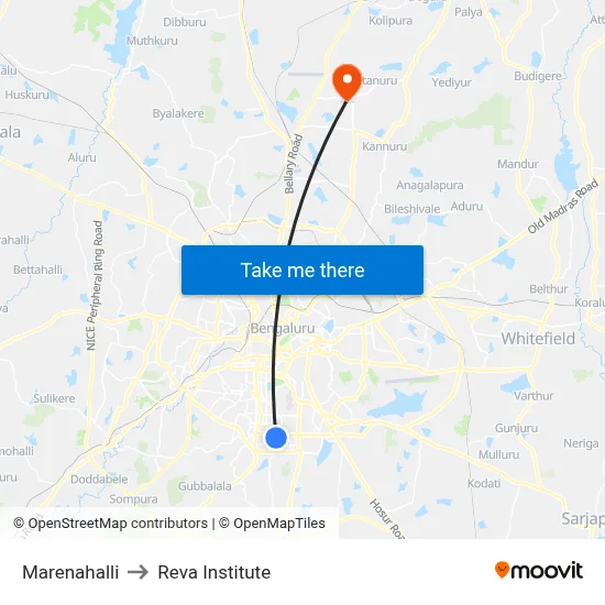 Marenahalli to Reva Institute map