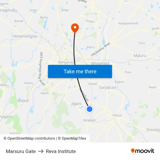 Marsuru Gate to Reva Institute map