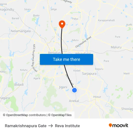 Ramakrishnapura Gate to Reva Institute map