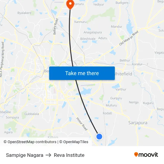 Sampige Nagara to Reva Institute map