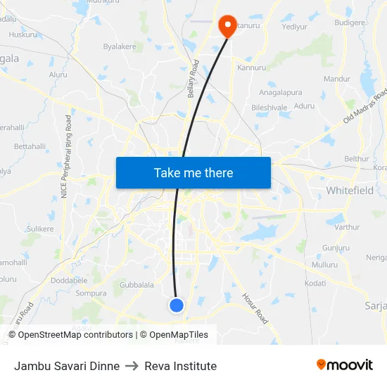 Jambu Savari Dinne to Reva Institute map