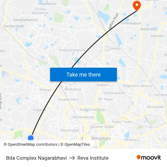 Bda Complex Nagarabhavi to Reva Institute map