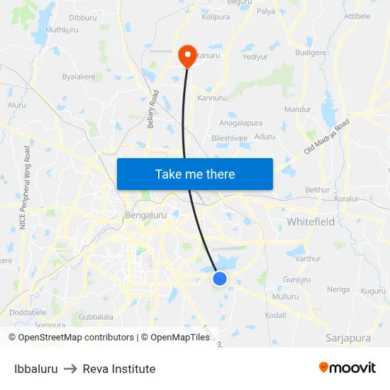 Ibbaluru to Reva Institute map
