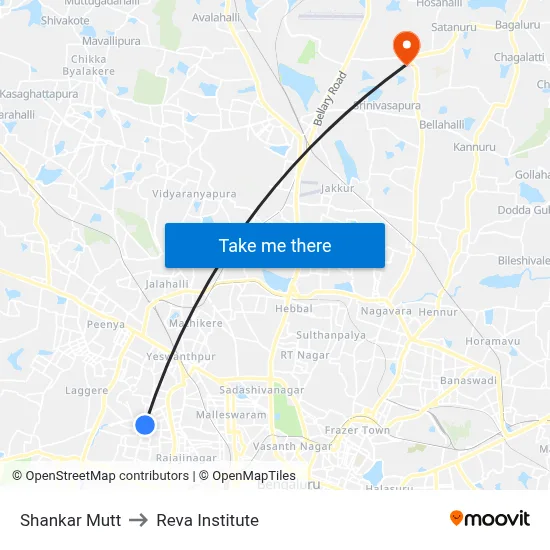 Shankar Mutt to Reva Institute map