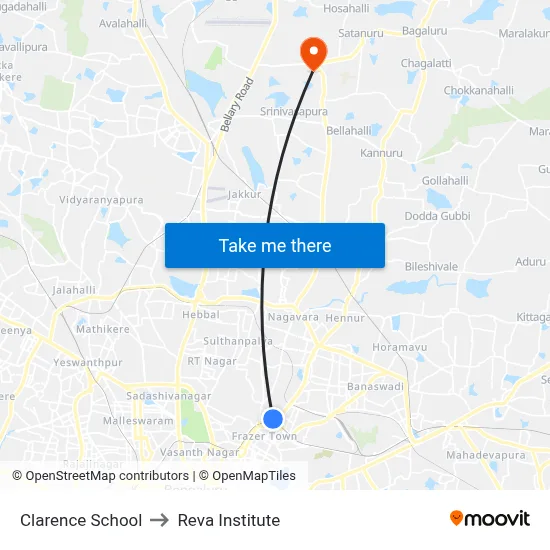 Clarence School to Reva Institute map