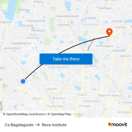 Cs-Bagalagunte to Reva Institute map