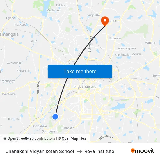 Jnanakshi Vidyaniketan School to Reva Institute map