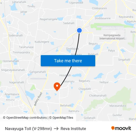 Navayuga Toll (V-298mn) to Reva Institute map