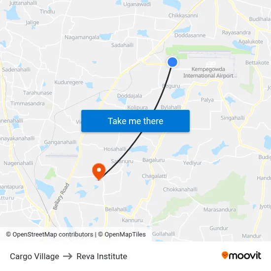 Cargo Village to Reva Institute map