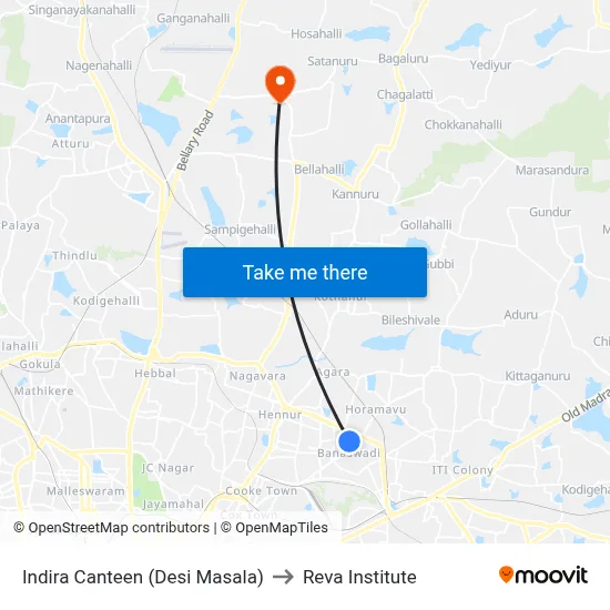 Indira Canteen (Desi Masala) to Reva Institute map