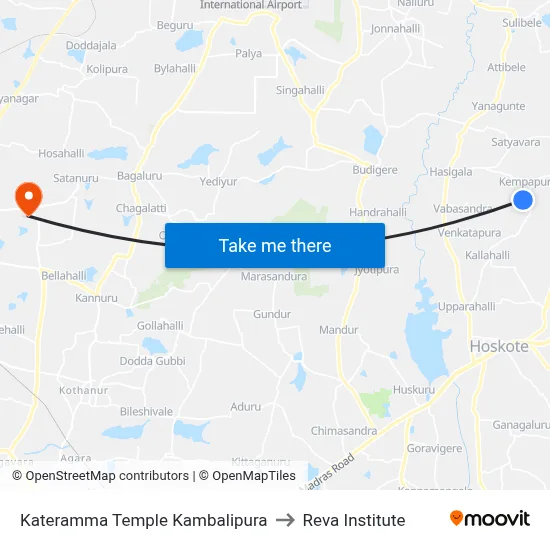 Kateramma Temple Kambalipura to Reva Institute map