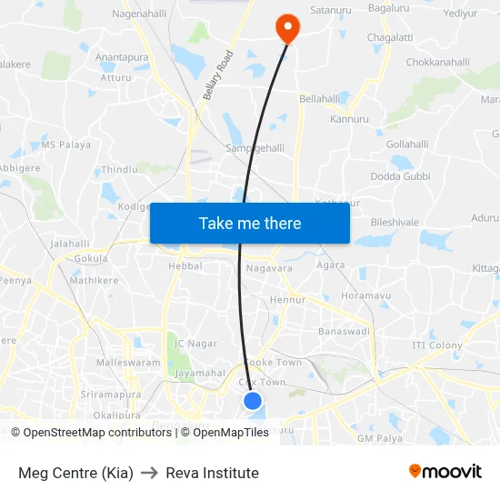 Meg Centre (Kia) to Reva Institute map