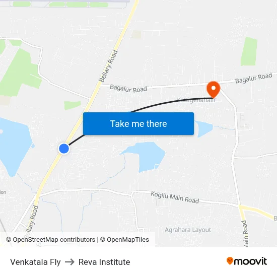 Venkatala Fly to Reva Institute map