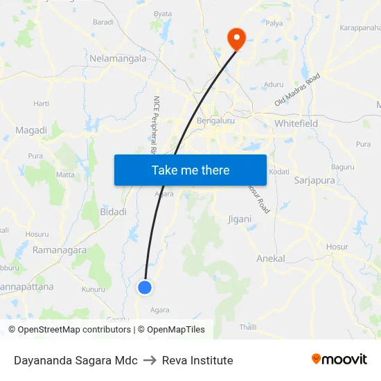 Dayananda Sagara Mdc to Reva Institute map